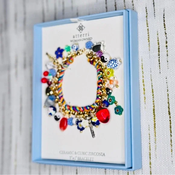 Atterri Woman-Owned Charm Bracelet | Ceramic & CZ | Viral Statement Jewelry - Picture 3 of 4